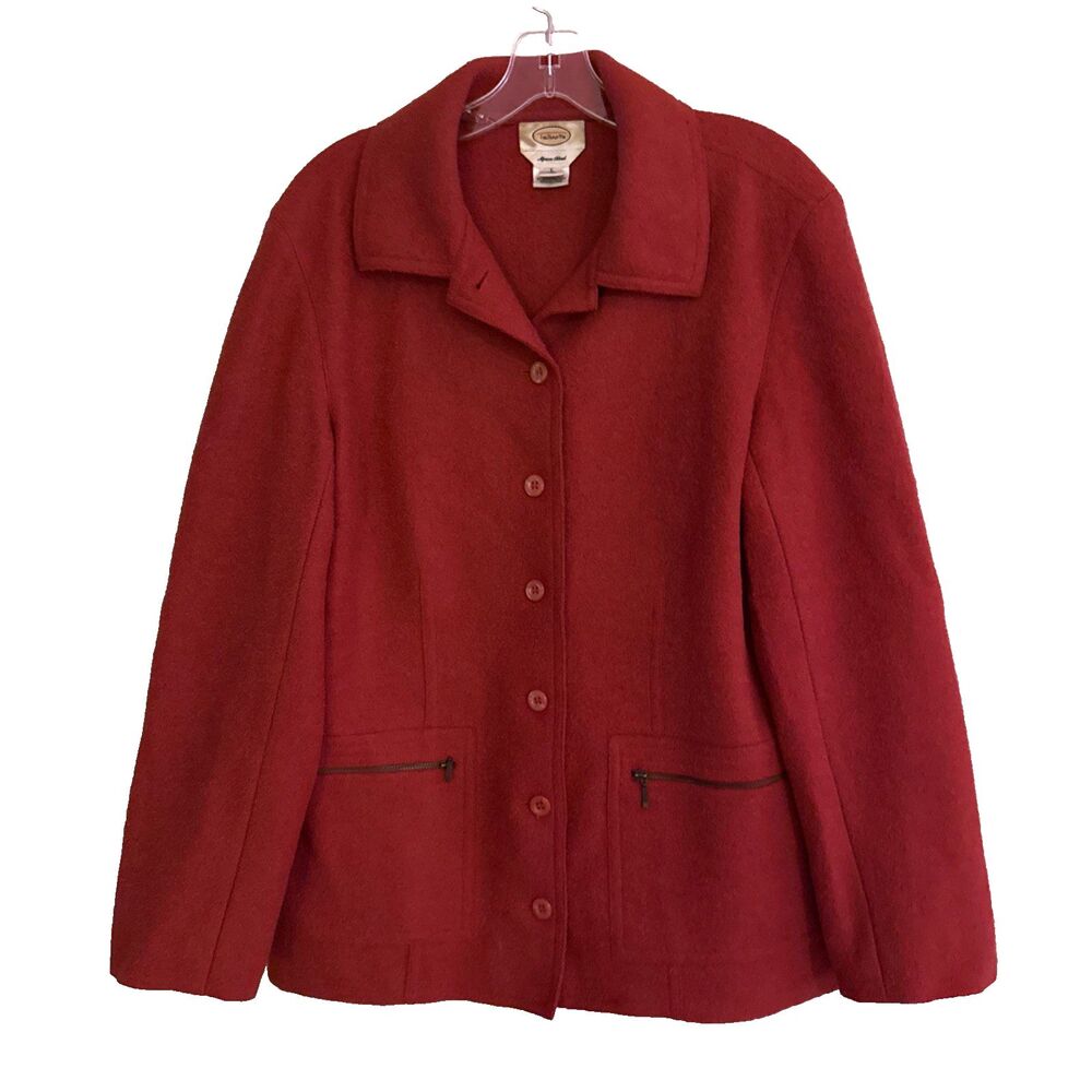 VTG Talbots Alpaca Boiled Wool Blend Jacket Womens L Rust Button Up Lagenlook
